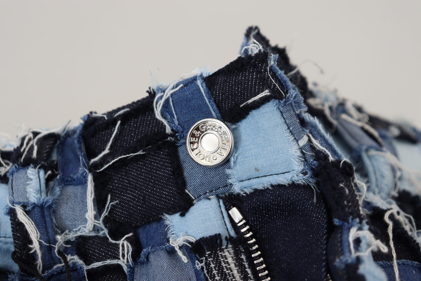 Dolce & Gabbana - High-Waist Skinny Patchwork Jeans in Blue - Cotton Stretch Denim