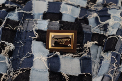 Dolce & Gabbana - High-Waist Skinny Patchwork Jeans in Blue - Cotton Stretch Denim