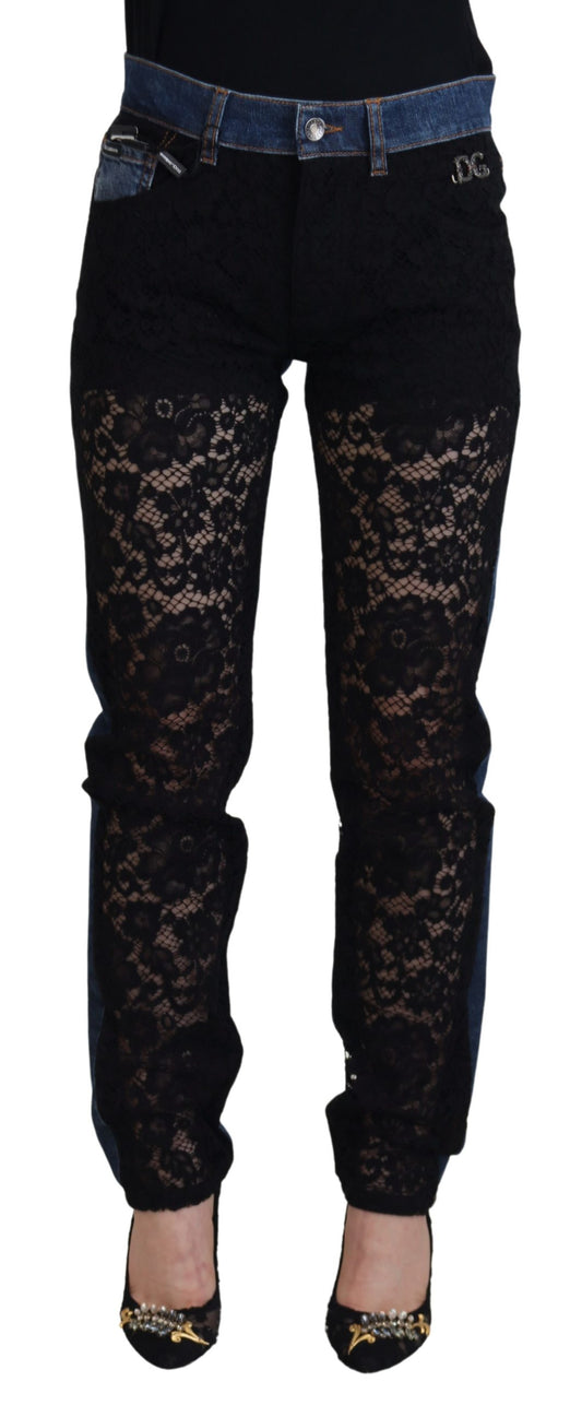  - Elegant Floral Lace Front Denim