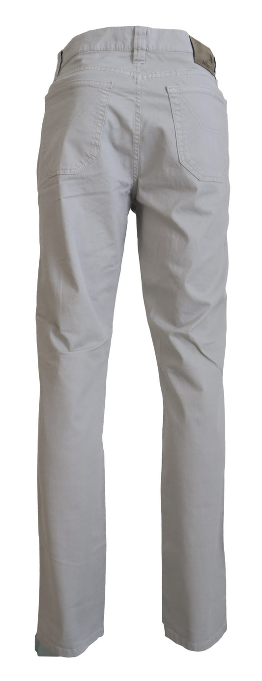  - Elegant Gray Cotton Blend Pants