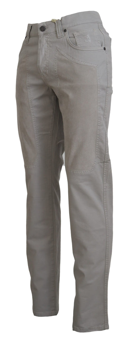  - Elegant Gray Cotton Blend Pants