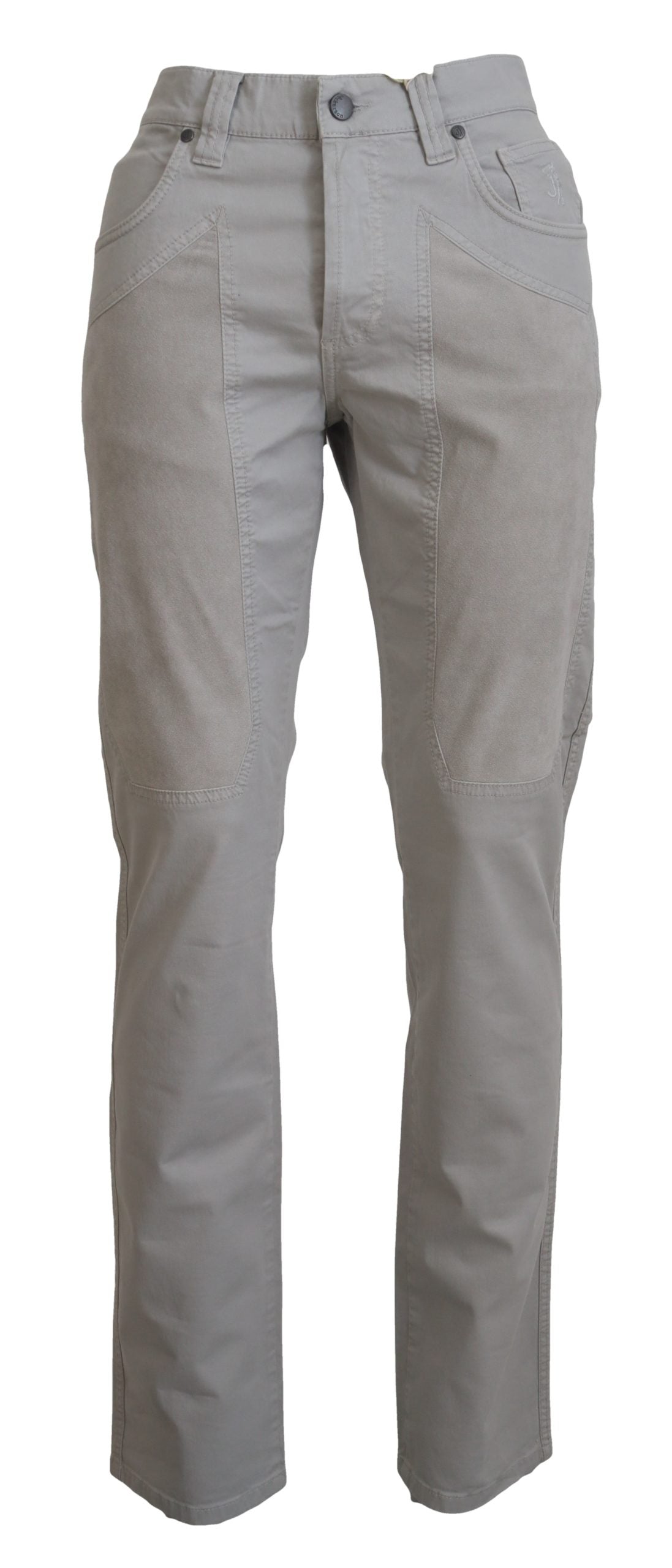  - Elegant Gray Cotton Blend Pants