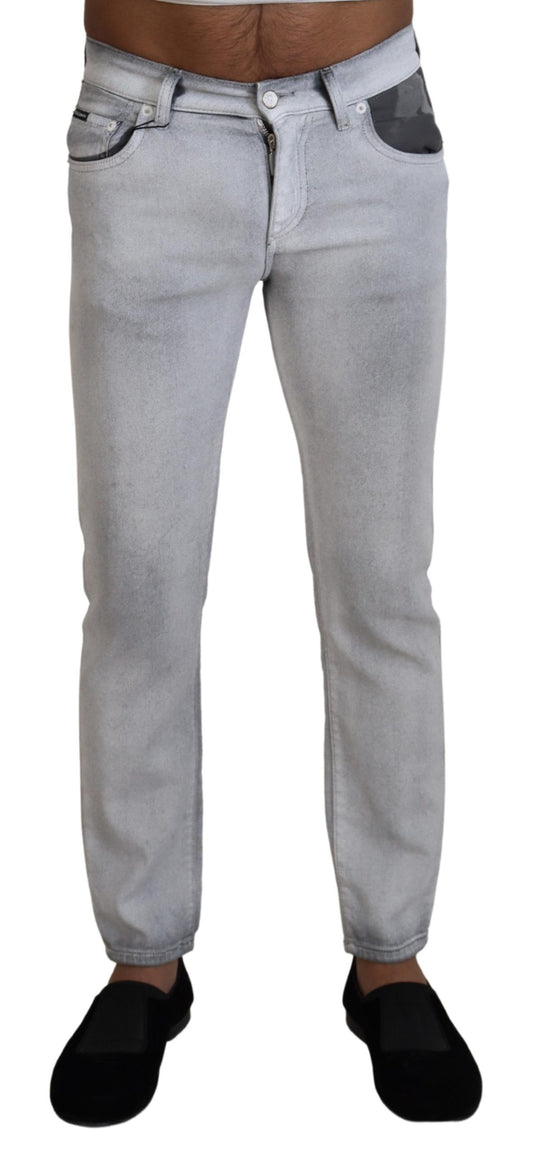  - Elegant Gray Washed Cotton Blend Pants