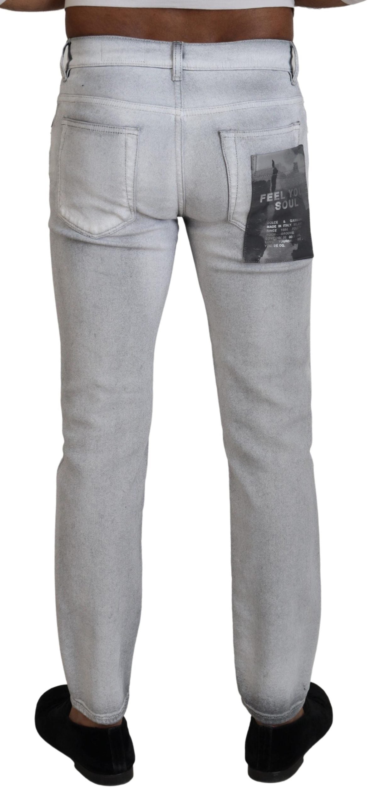 Elegant Gray Washed Cotton Blend Pants