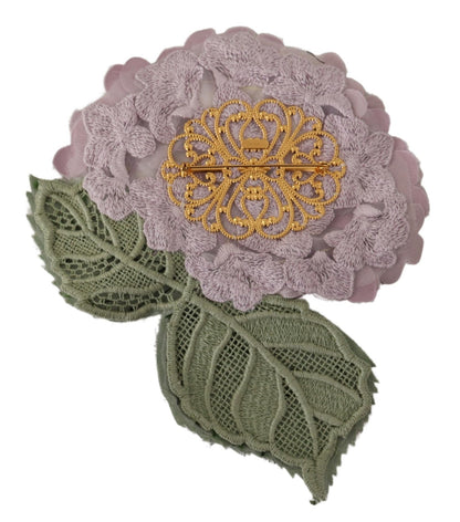  - Elegant Purple Floral Silk Blend Brooch