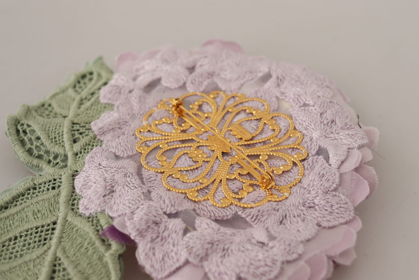  - Elegant Purple Floral Silk Blend Brooch