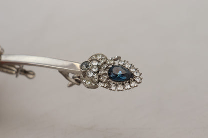  - Elegant Sterling Silver Glass Brooch