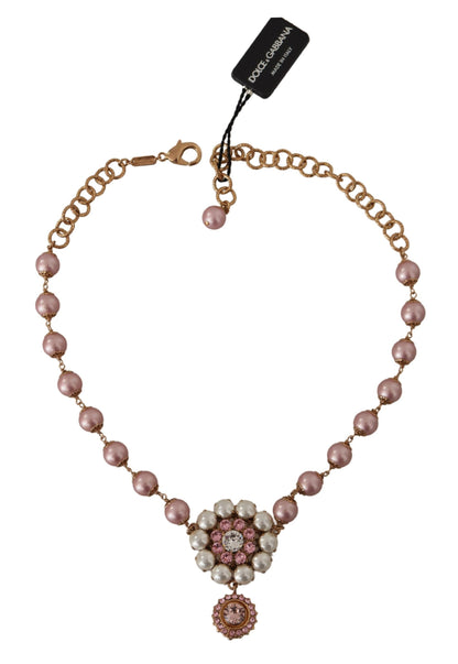  - Elegant Gold Crystal Floral Statement Necklace