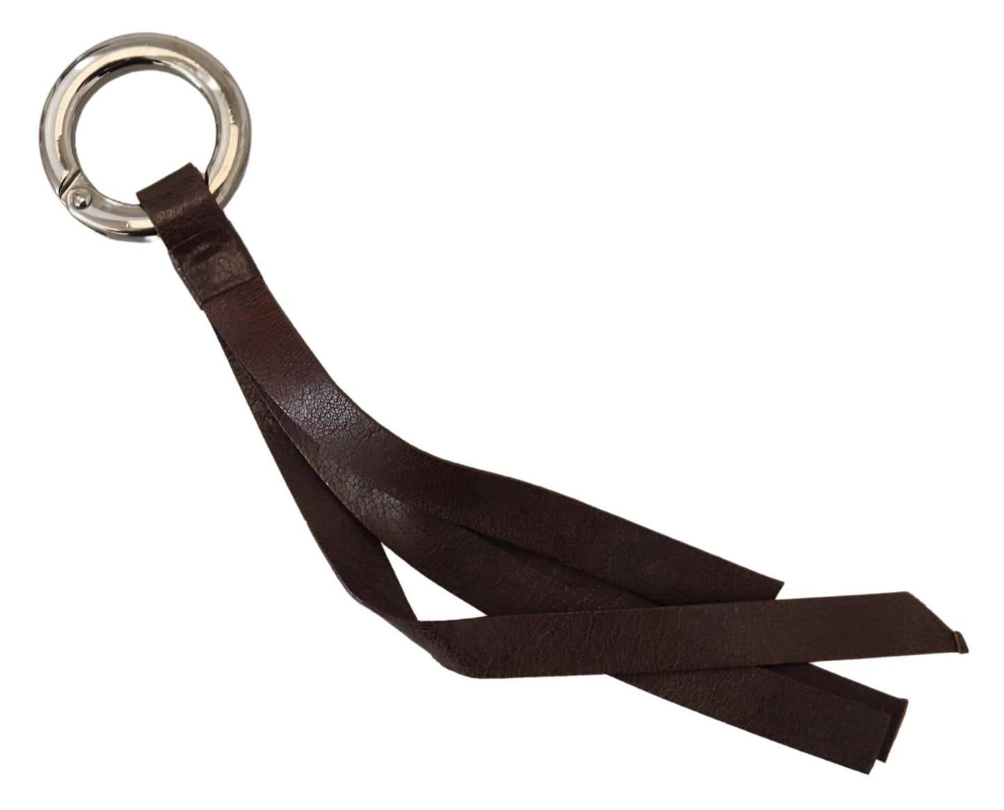  - Chic Brown Leather Keychain with Brass Accents