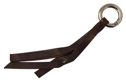  - Chic Brown Leather Keychain with Brass Accents