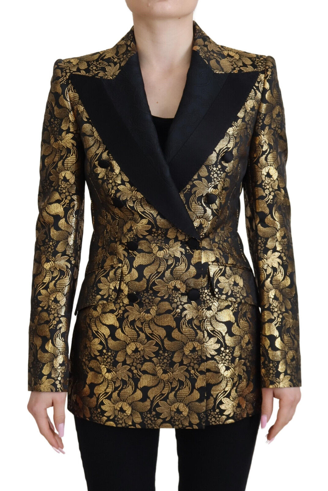  - Elegant Black and Gold Floral Jacket