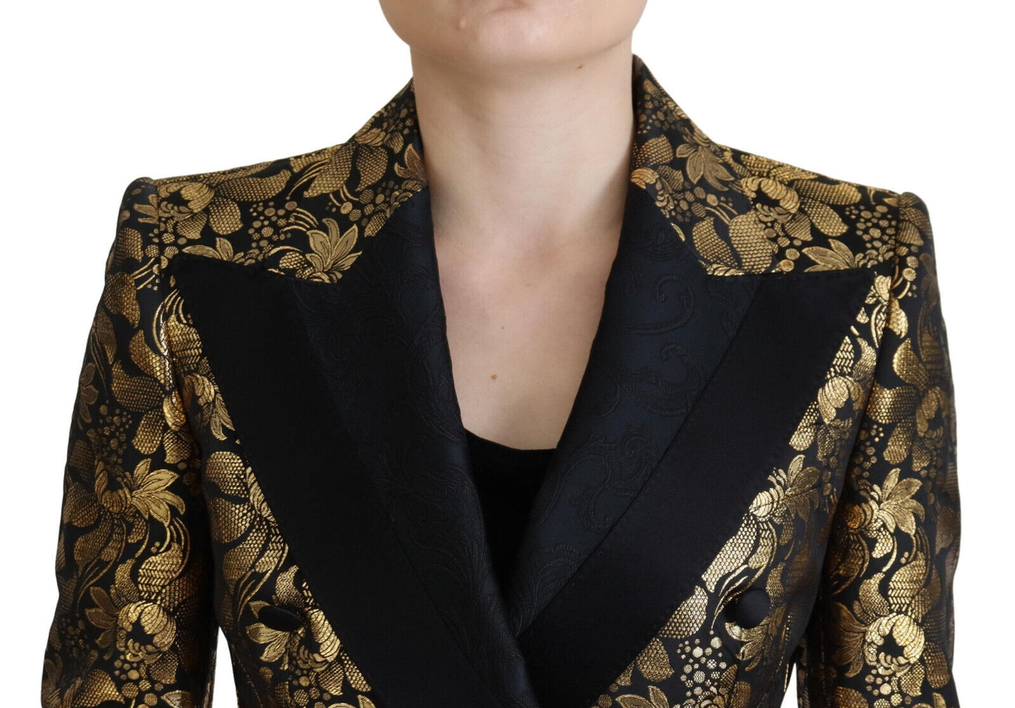  - Elegant Black and Gold Floral Jacket