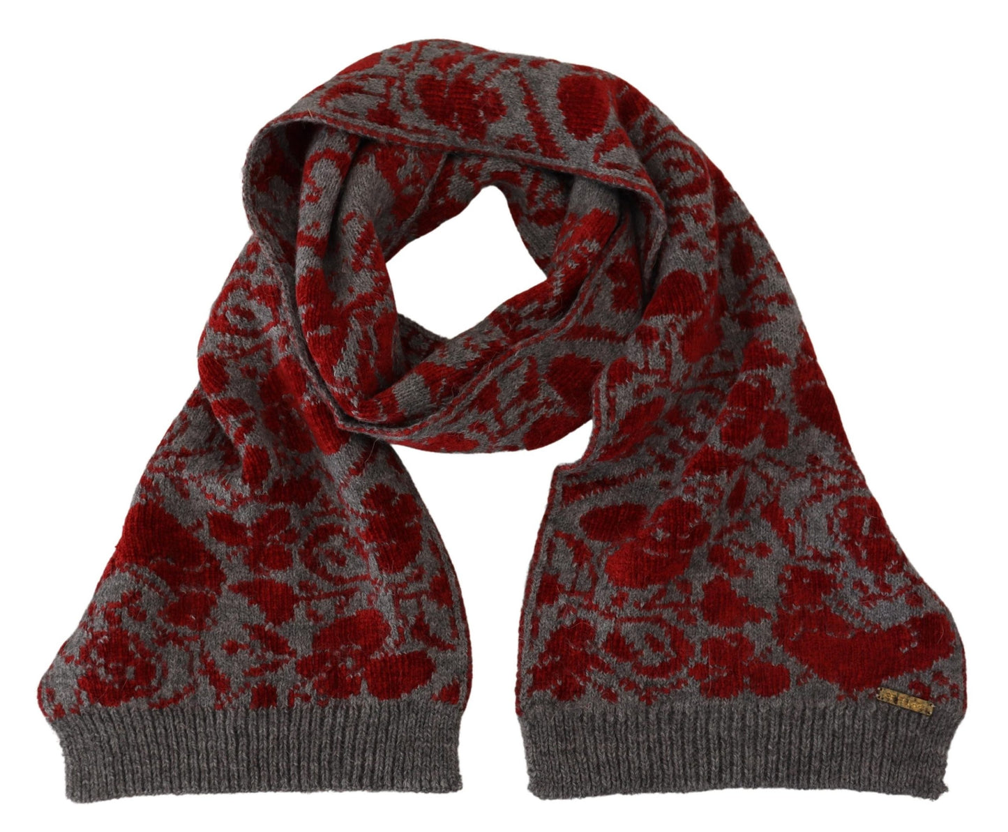  - Chic Red and Grey Cotton Wrap Scarf