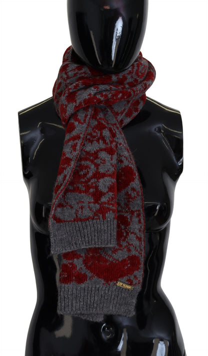  - Chic Red and Grey Cotton Wrap Scarf