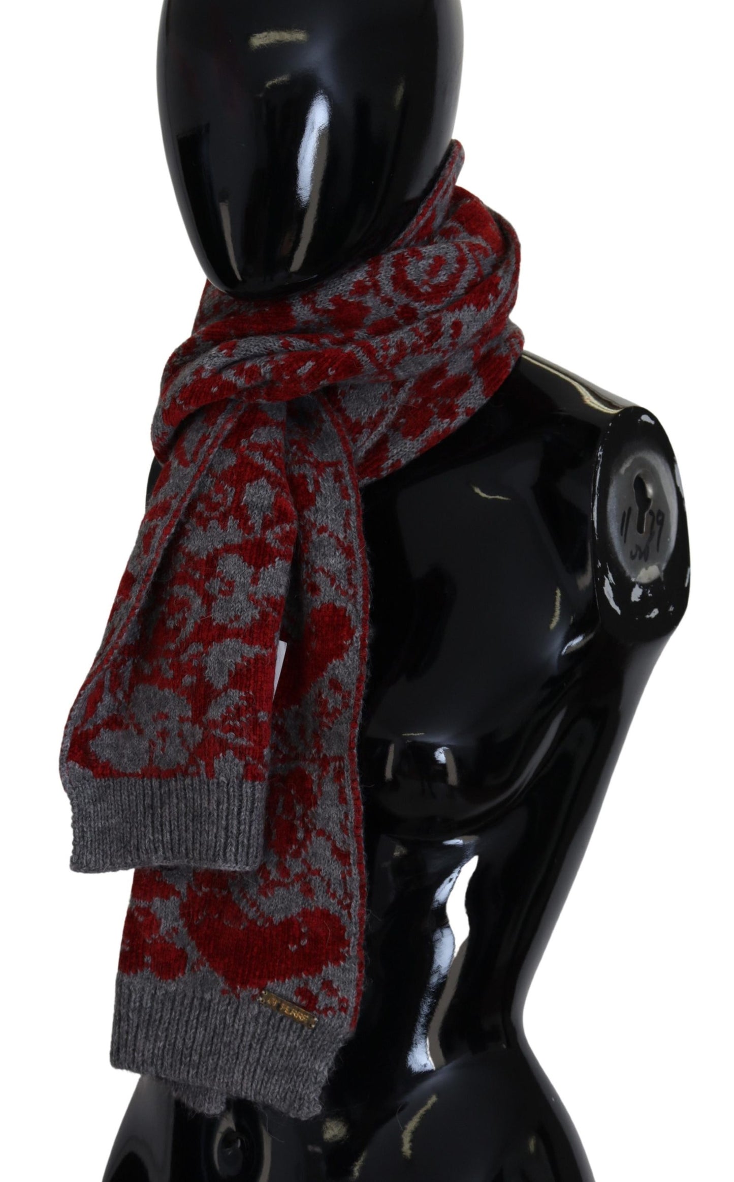  - Chic Red and Grey Cotton Wrap Scarf