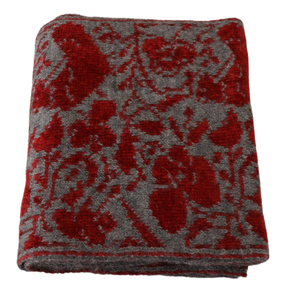  - Chic Red and Grey Cotton Wrap Scarf