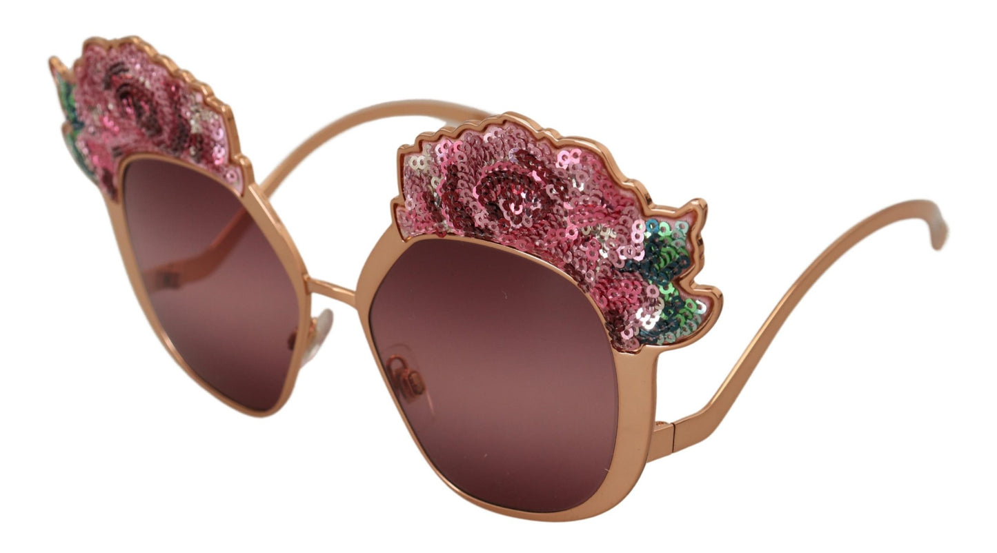  - Chic Rose Sequin Embroidered Sunglasses