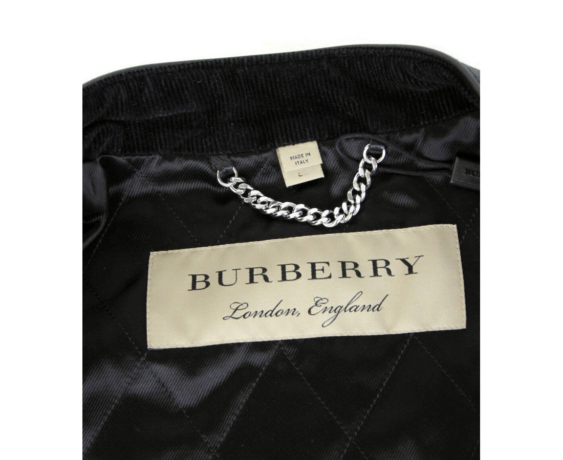  - Burberry Men's Black Leather Diamond Quilted Biker Jacket