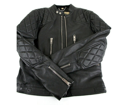  - Burberry Men's Black Leather Diamond Quilted Biker Jacket