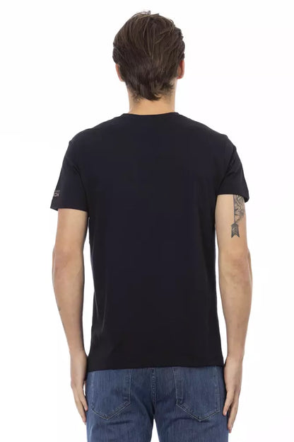  - Black Cotton Men V-Neck T-Shirt