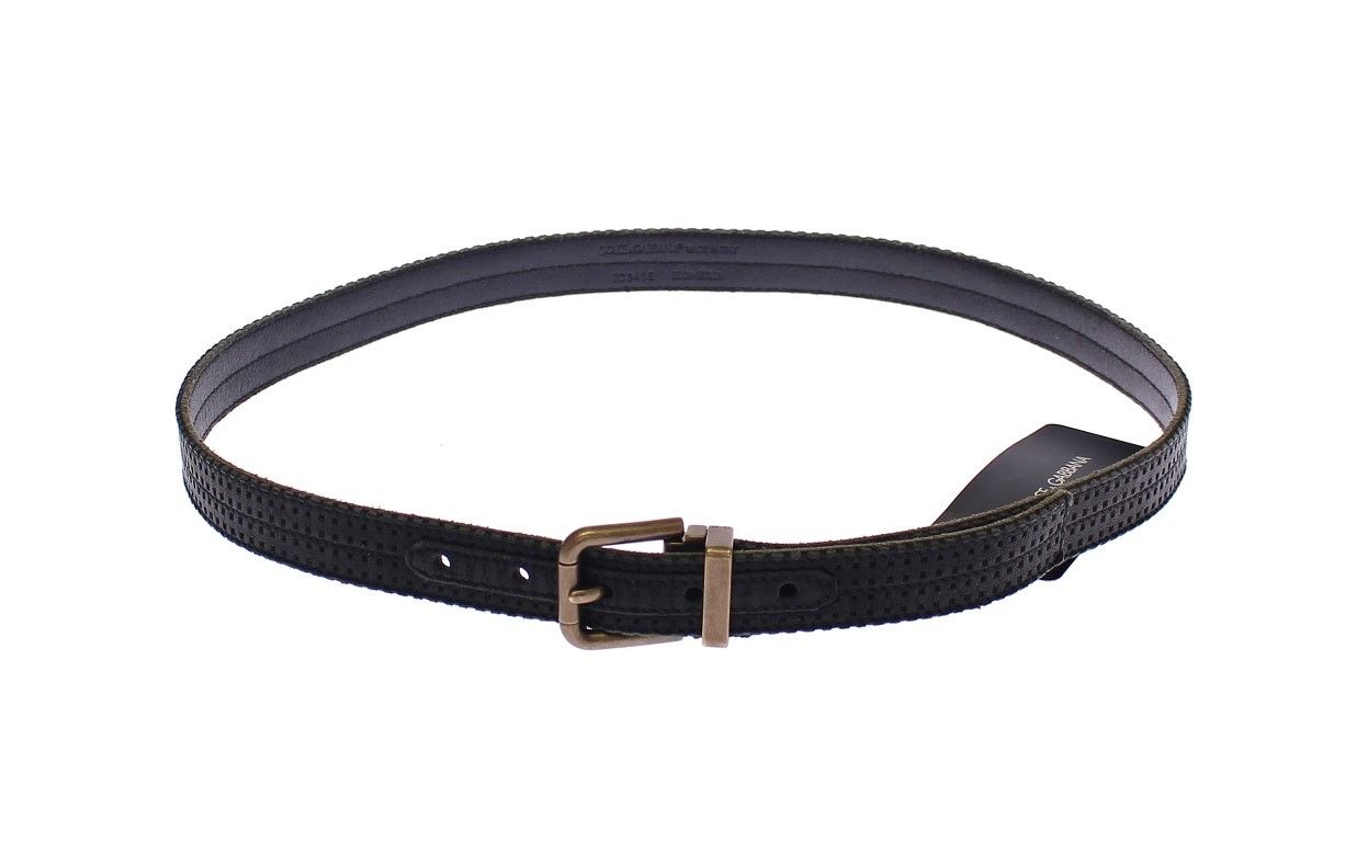  - Elegant Blue Leather-Cotton Blend Men's Belt