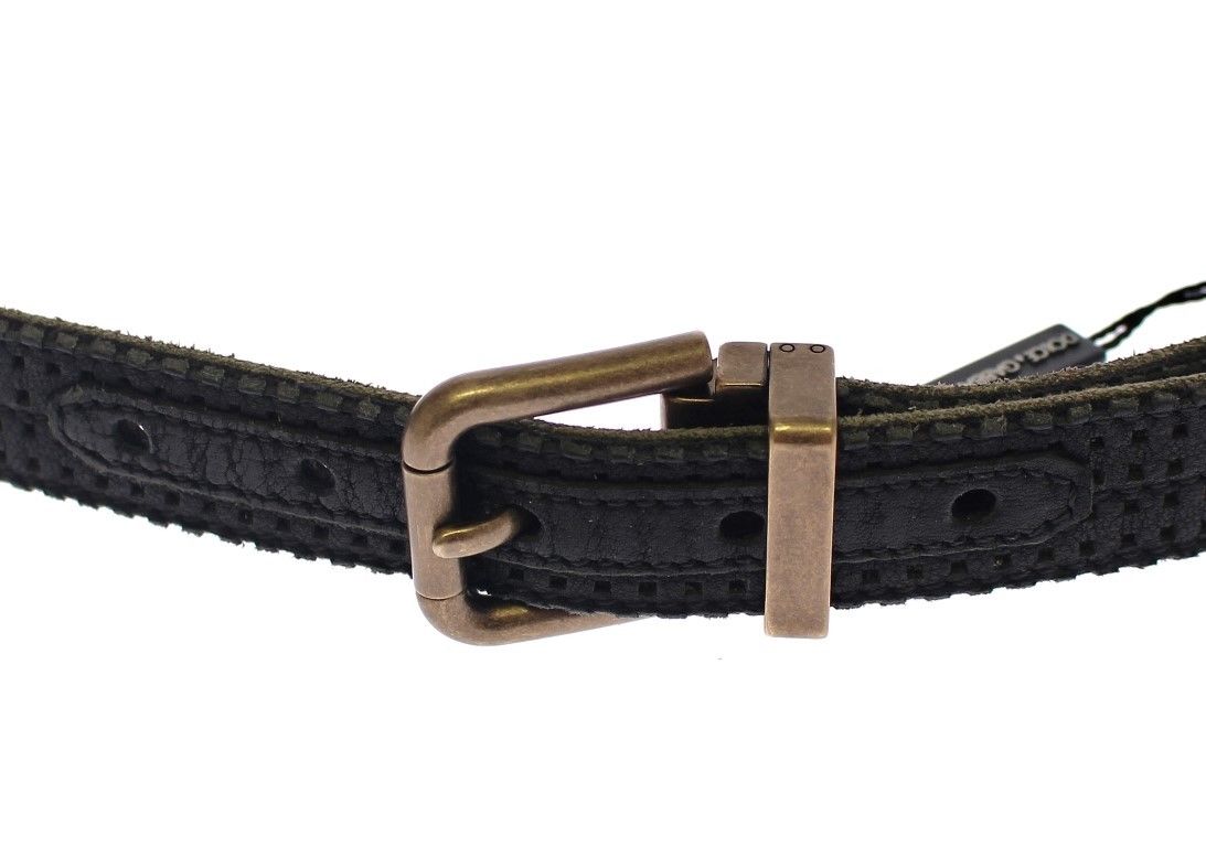  - Elegant Blue Leather-Cotton Blend Men's Belt