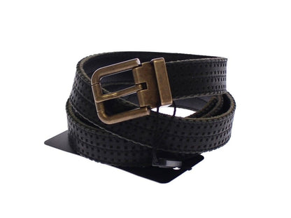  - Elegant Blue Leather-Cotton Blend Men's Belt