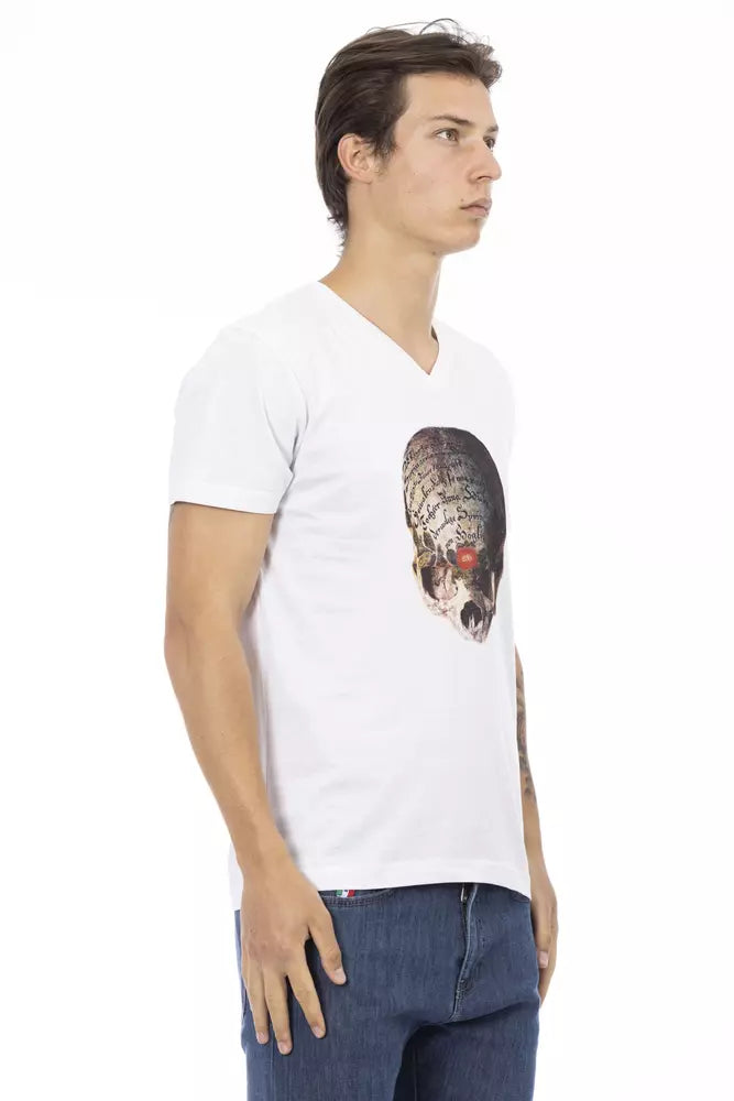  - White Cotton Men's V-Neck T-Shirt