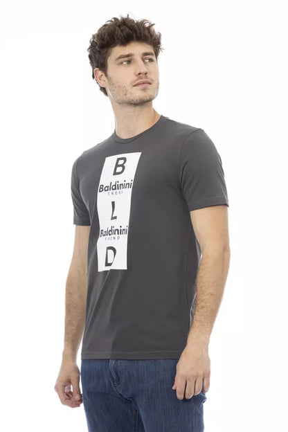  - Gray Cotton Men T-Shirt