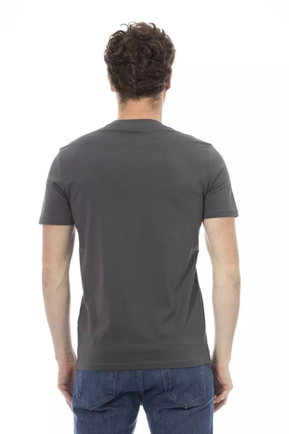  - Gray Cotton Men T-Shirt