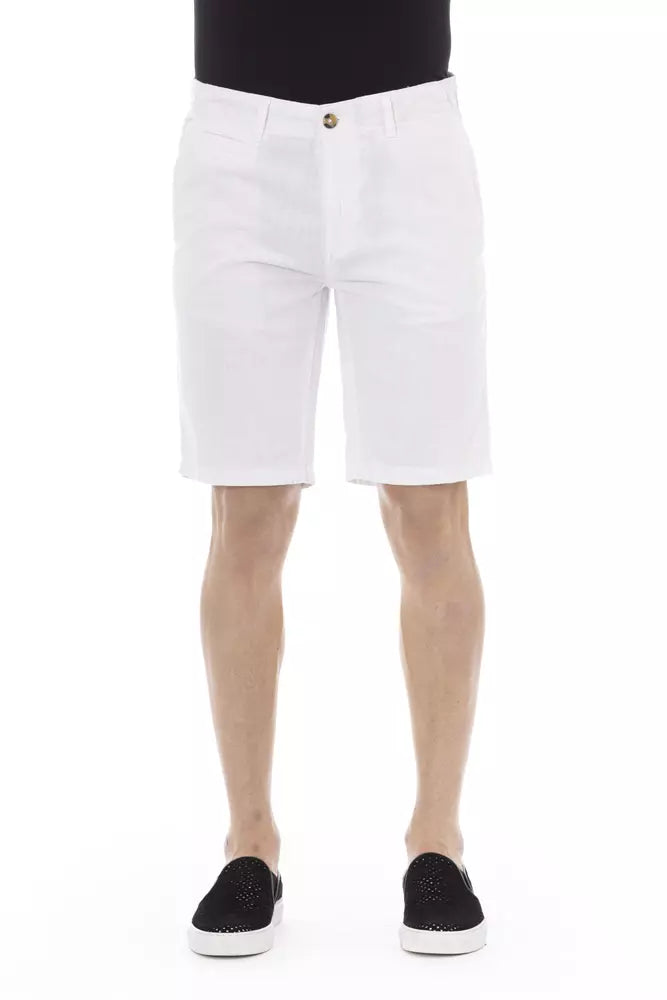  - White Cotton Men Bermuda Short