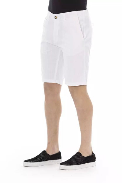  - White Cotton Men Bermuda Short