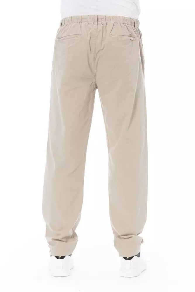  - Beige Cotton Men Chino Pants