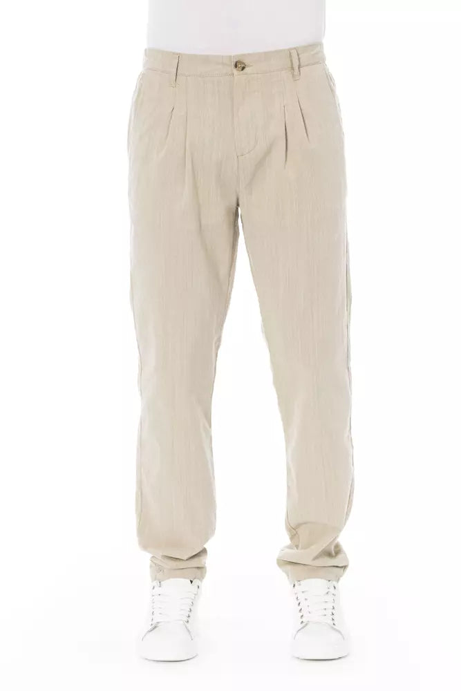  - Beige Cotton Men Chino Pants