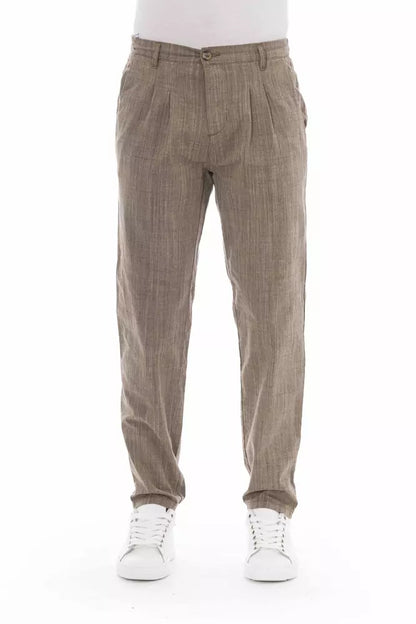  - Beige Cotton Men Chino Trousers