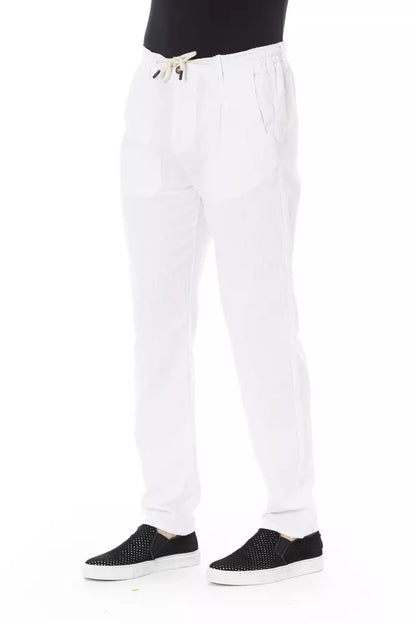  - White Cotton Men Trouser