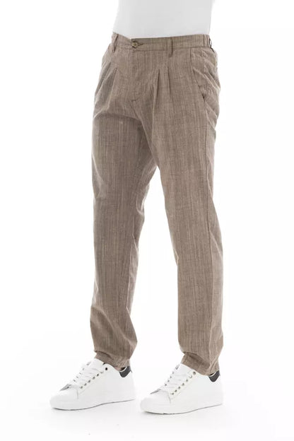  - Beige Cotton Men Chino Trousers