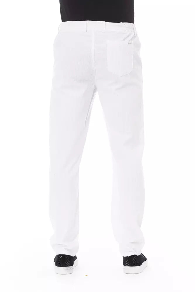  - White Cotton Men Trouser