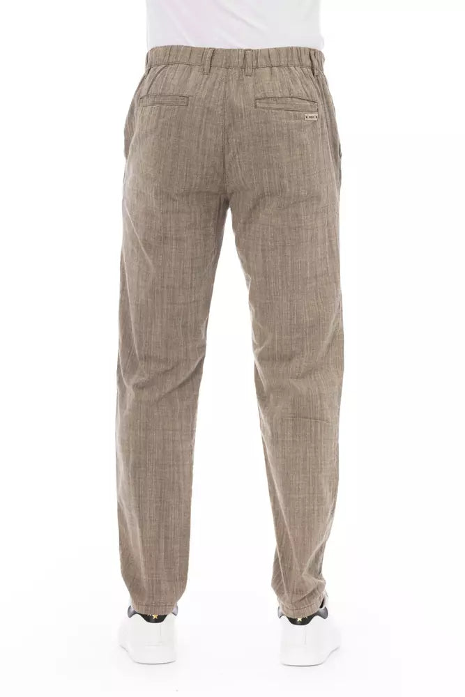  - Beige Cotton Men Chino Trousers