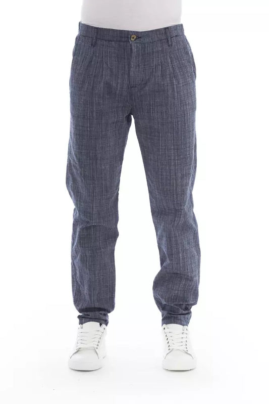  - Blue Cotton Men Chino Pants