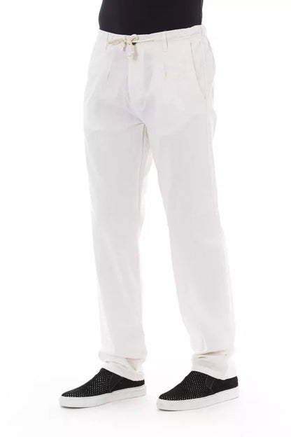  - White Cotton Men Trouser