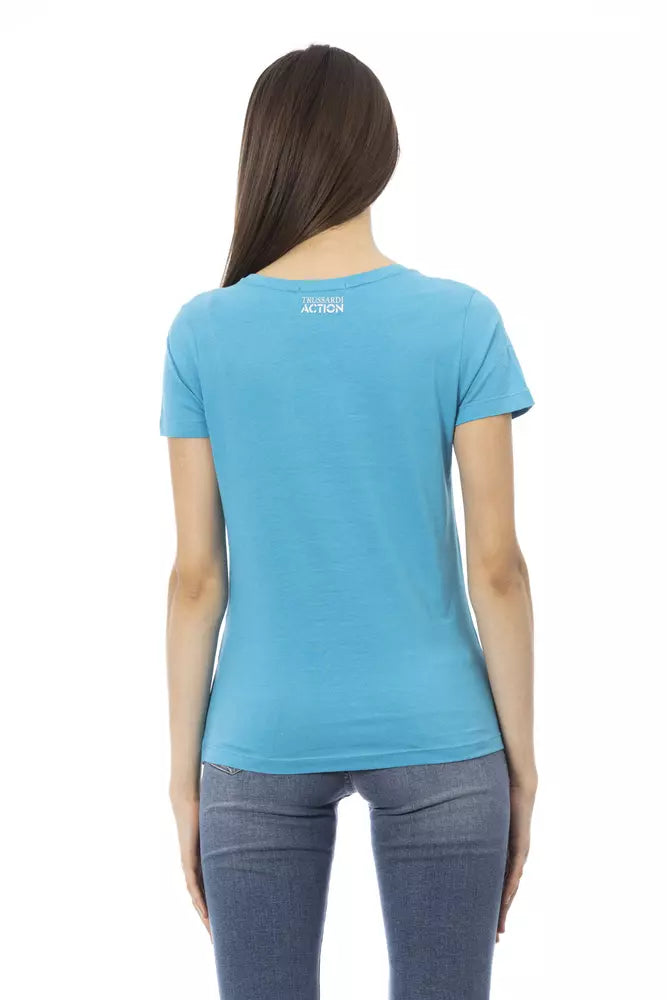  - Light Blue Cotton Women Top