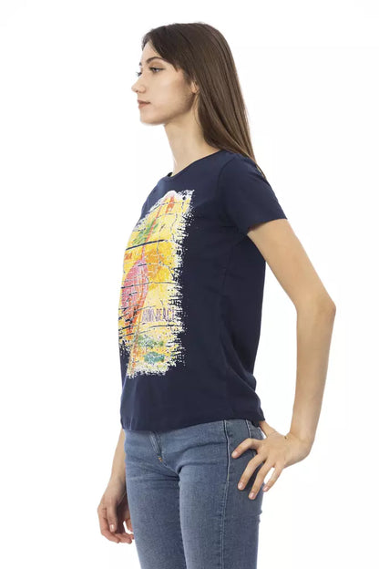  - Blue Cotton Women T-Shirt