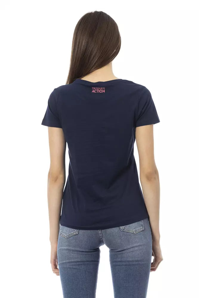  - Blue Cotton Women T-Shirt