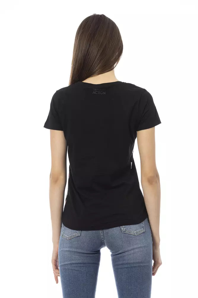  - Chic Black Short Sleeve Round Neck Tee