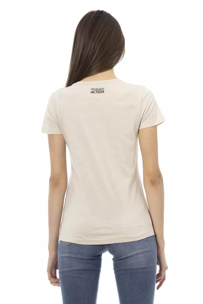  - Beige Cotton Women T-Shirt