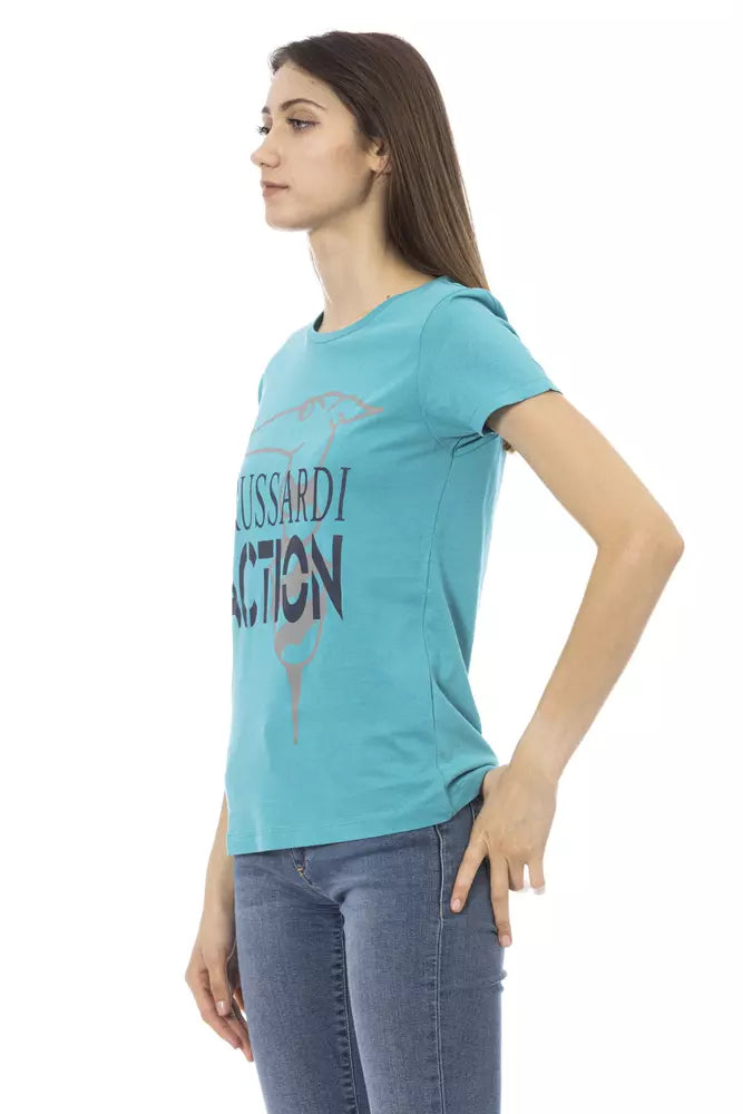  - Light Blue Cotton Women Top