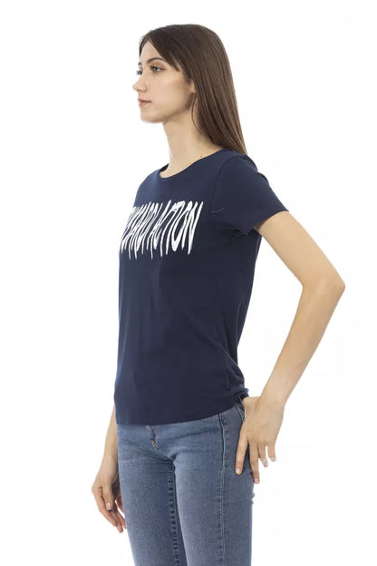  - Blue Cotton Women T-Shirt