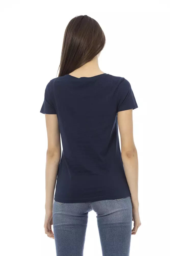  - Blue Cotton Women T-Shirt