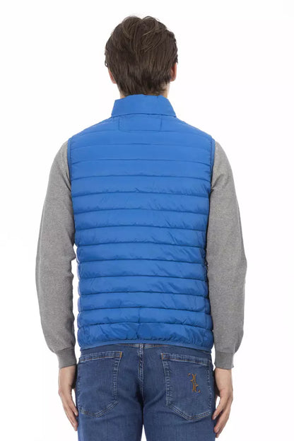  - Blue Polyester Men Sleeveless Jacket